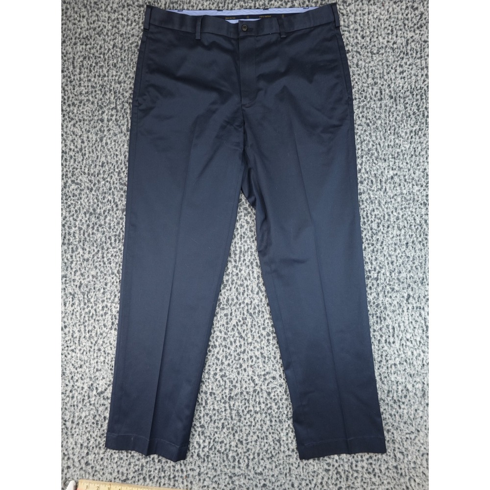 Brooks Brothers Chino Pants Mens 35x31 Navy Blue Clark Fit Advantage Stretch
